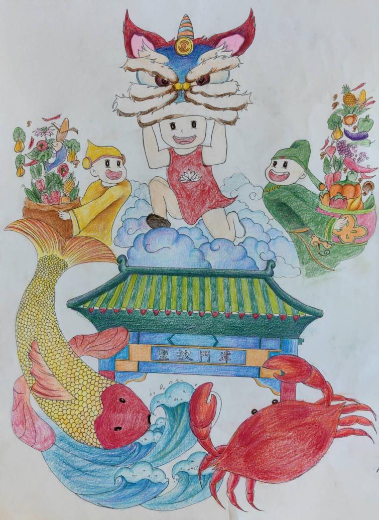 天津市滨海新区威尼斯432888cam《天津祥瑞图》刘子涵大一年级